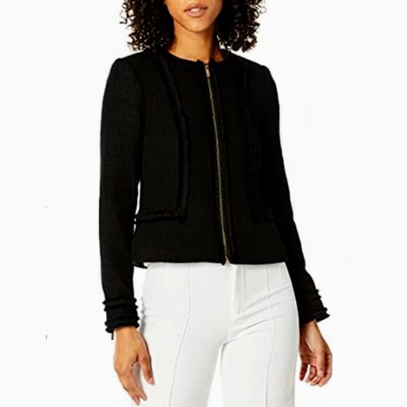 Brand New Women's Karl Lagerfeld Black Tweed Blazer Jacket - Picture 1 of 16